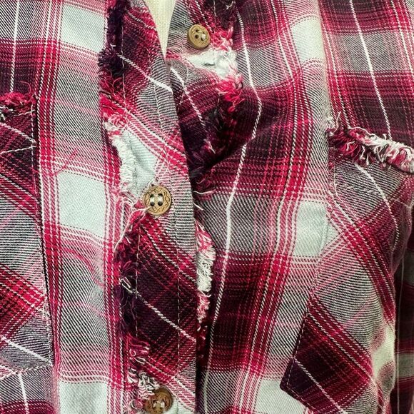 Democracy Long Sleeve Button Front Hi-Lo Plaid Western Shirt Dress Size S - Picture 5 of 15